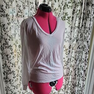 White Long Sleeve V-Neck Top